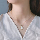 925 Silver Shell Angel Baby Necklace Round Women Pendant