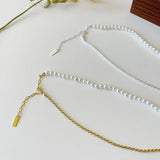 925 Silver Shell Pearl Pendant Necklace Asymmetrical Twist Chain Jewelry
