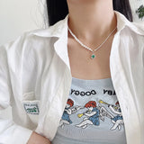 925 Silver Shell Pearl Pendant Necklace Asymmetrical Twist Chain Jewelry