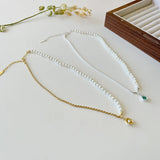 925 Silver Shell Pearl Pendant Necklace Asymmetrical Twist Chain Jewelry