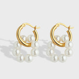 925 Silver Shell Pearl Wreath Drop Earrings for Women