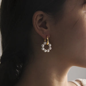 925 Silver Shell Pearl Wreath Drop Earrings for Women