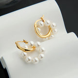 925 Silver Shell Pearl Wreath Drop Earrings for Women