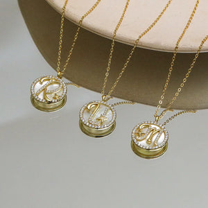 925 Silver Shell Zircon Alphabet Necklace for Women