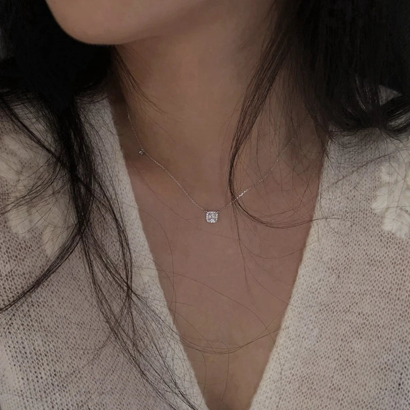 925 Silver Shine Zircon Necklace Pendant for Women