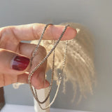 925 Sterling Silver Shine Sand Chain Choker Necklace for Women