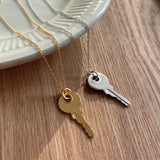 925 Silver Key Pendant Necklace Frosty Style Necklace