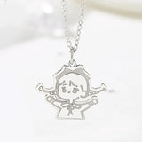 925 Silver Cartoon Couple Pendant Necklace Childhood Sweetheart