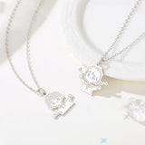 925 Silver Cartoon Couple Pendant Necklace Childhood Sweetheart