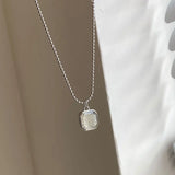 925 Silver Smoky Quartz Pendant Necklace Women Bead Chain Jewelry