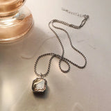 925 Silver Smoky Quartz Pendant Necklace Women Bead Chain Jewelry