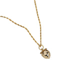 925 Silver Strawberry Pendant Necklace Double Chain Top Jewelry