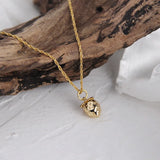 925 Silver Strawberry Pendant Necklace Double Chain Top Jewelry