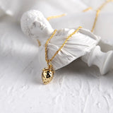 925 Silver Strawberry Pendant Necklace Double Chain Top Jewelry