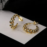 925 Silver Spiral Weave Stud Earrings Women Twist Line Western Style Jewelry