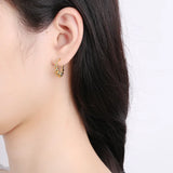 925 Silver Spiral Weave Stud Earrings Women Twist Line Western Style Jewelry
