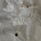 925 Silver Square Charm Necklace Glossy Choker for Women