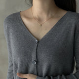 925 Silver Square Charm Necklace Glossy Choker for Women