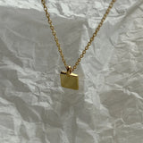925 Silver Square Charm Necklace Glossy Choker for Women