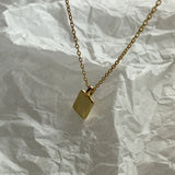 925 Silver Square Charm Necklace Glossy Choker for Women