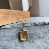 925 Silver Square Texture Pendant Necklace for Women