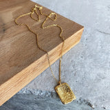 925 Silver Square Texture Pendant Necklace for Women
