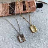 925 Silver Square Texture Pendant Necklace for Women