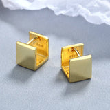 925 Silver Square Earrings Gloss Minimalist Studs for Women Office