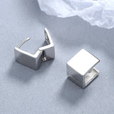 925 Silver Square Earrings Gloss Minimalist Studs for Women Office