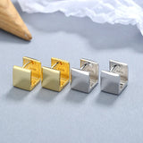 925 Silver Square Earrings Gloss Minimalist Studs for Women Office