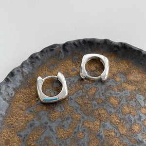 925 Silver Square Hoop Earrings Minimalist Statement Jewelry