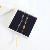 925 Silver Green Zircon Bracelet Minimalist Jewelry Girls Gift