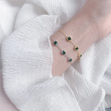 925 Silver Green Zircon Bracelet Minimalist Jewelry Girls Gift