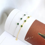 925 Silver Green Zircon Bracelet Minimalist Jewelry Girls Gift