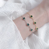 925 Silver Green Zircon Bracelet Minimalist Jewelry Girls Gift