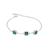 925 Silver Green Zircon Bracelet Minimalist Jewelry Girls Gift