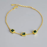 925 Silver Green Zircon Bracelet Minimalist Jewelry Girls Gift