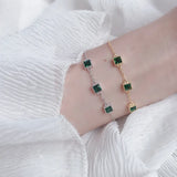 925 Silver Green Zircon Bracelet Minimalist Jewelry Girls Gift