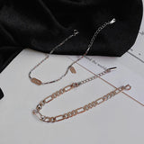 925 Silver Square Letter Bracelet Wide Chain Minimalist Office Jewelry