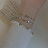 925 Silver Square Letter Bracelet Wide Chain Minimalist Office Jewelry