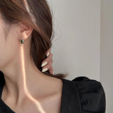 925 Silver Green Zircon Hoop Earrings Vintage Texture Punk Jewelry