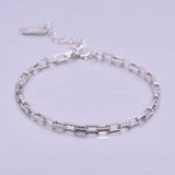 925 Silver Thick Square Chain Bracelets Women Fashion Jewelry