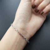925 Silver Thick Square Chain Bracelets Women Fashion Jewelry