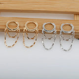 925 Silver Chain Tassel Hoop Earrings Anti Allergy Womens Jewelry