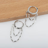 925 Silver Chain Tassel Hoop Earrings Anti Allergy Womens Jewelry