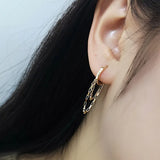 925 Silver Chain Tassel Hoop Earrings Anti Allergy Womens Jewelry