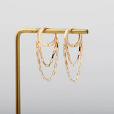925 Silver Chain Tassel Hoop Earrings Anti Allergy Womens Jewelry
