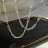 925 Silver Square Wide Chain Choker Necklace Women's Minimalist Jewelry