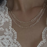 925 Silver Square Wide Chain Choker Necklace Women's Minimalist Jewelry
