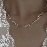 925 Silver Square Wide Chain Choker Necklace Women's Minimalist Jewelry